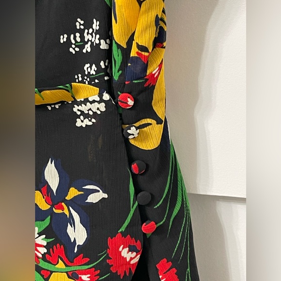 Madewell Multi-Color Cami Floral Orchid Bouquet Wrap Midi High-Low Dress Size 0 - Picture 7 of 10